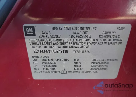 2010 GMC Terrain Slt-1 из США, поврежденный, VIN 2CTFLFEY3A6242118